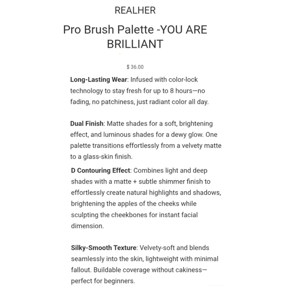 🎉2•$20/3•$28🎉 REALHER You Are Brilliant Pro Blush Palette - Picture 4 of 8